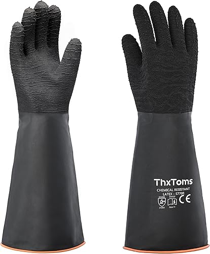 ThxToms Guantes de goma resistentes, versátiles guantes de látex resistentes a productos químicos, mejorados con diseño antideslizante, suaves y