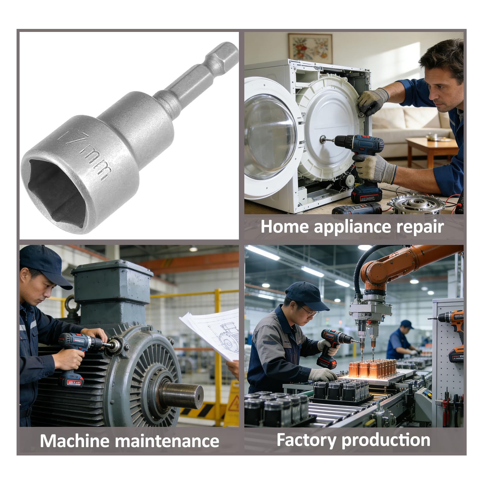 Inserto per chiave a bussola magnetica da 17 mm, inserti esagonali da 1/4 pollici per trapani, funzionamento con una sola mano, magneti esagonali per fai da te e applicazioni efficienti