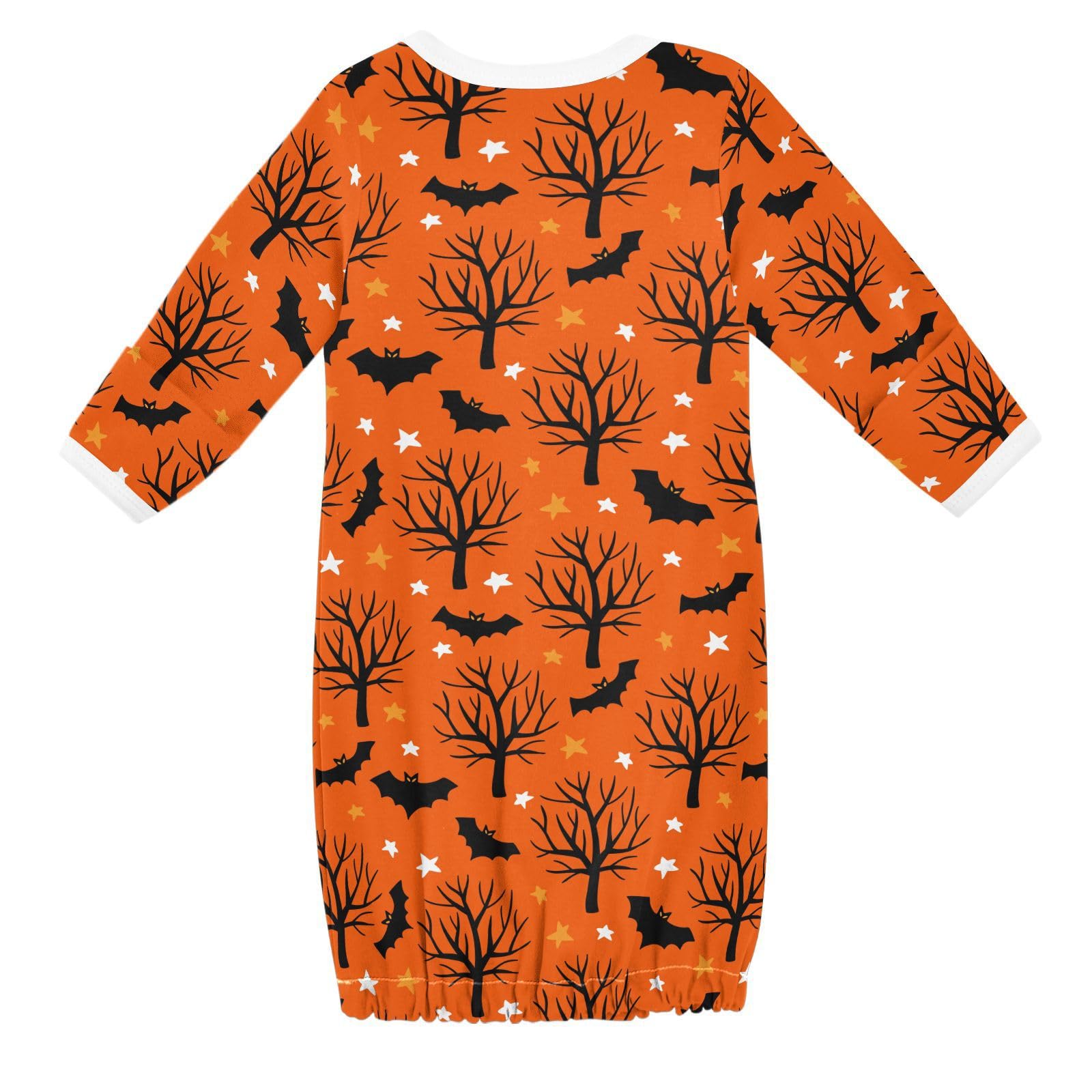 WIFIU Trees Bats Stars Baby Girls Boys Sleeper Gown Cotton Nightgown Long Sleeve, Halloween Baby Nightdress Sleeping Clothes for Newborn 3-6 Months Multicolor