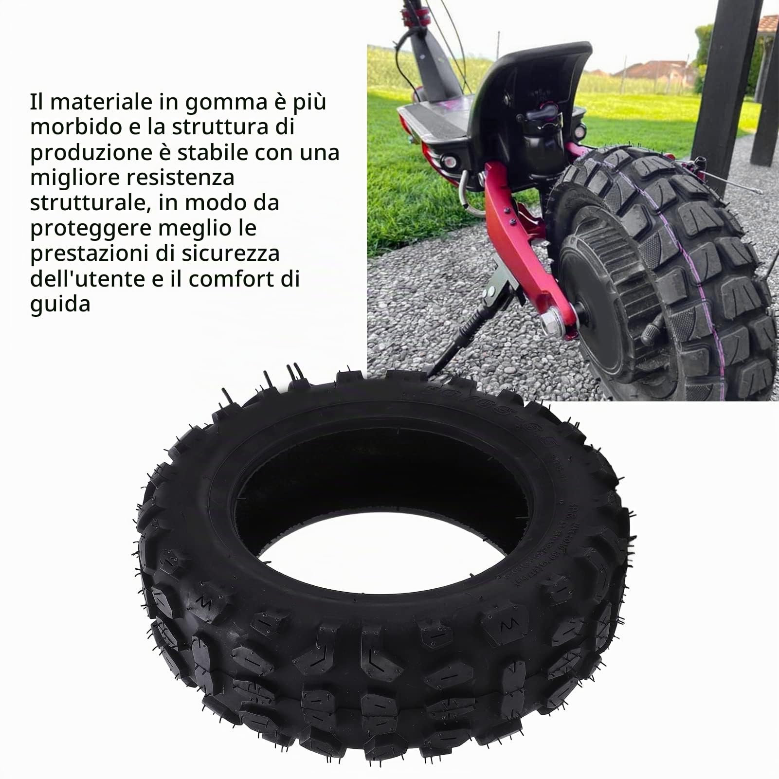 Pneumatici per scooter elettrico RiToEasysports, pneumatici in gomma da 10 pollici Pneumatico Tubeless Pneumatico Ruota posteriore 90/65-6.5 con eccellenti prestazioni di presa e fuoristrada