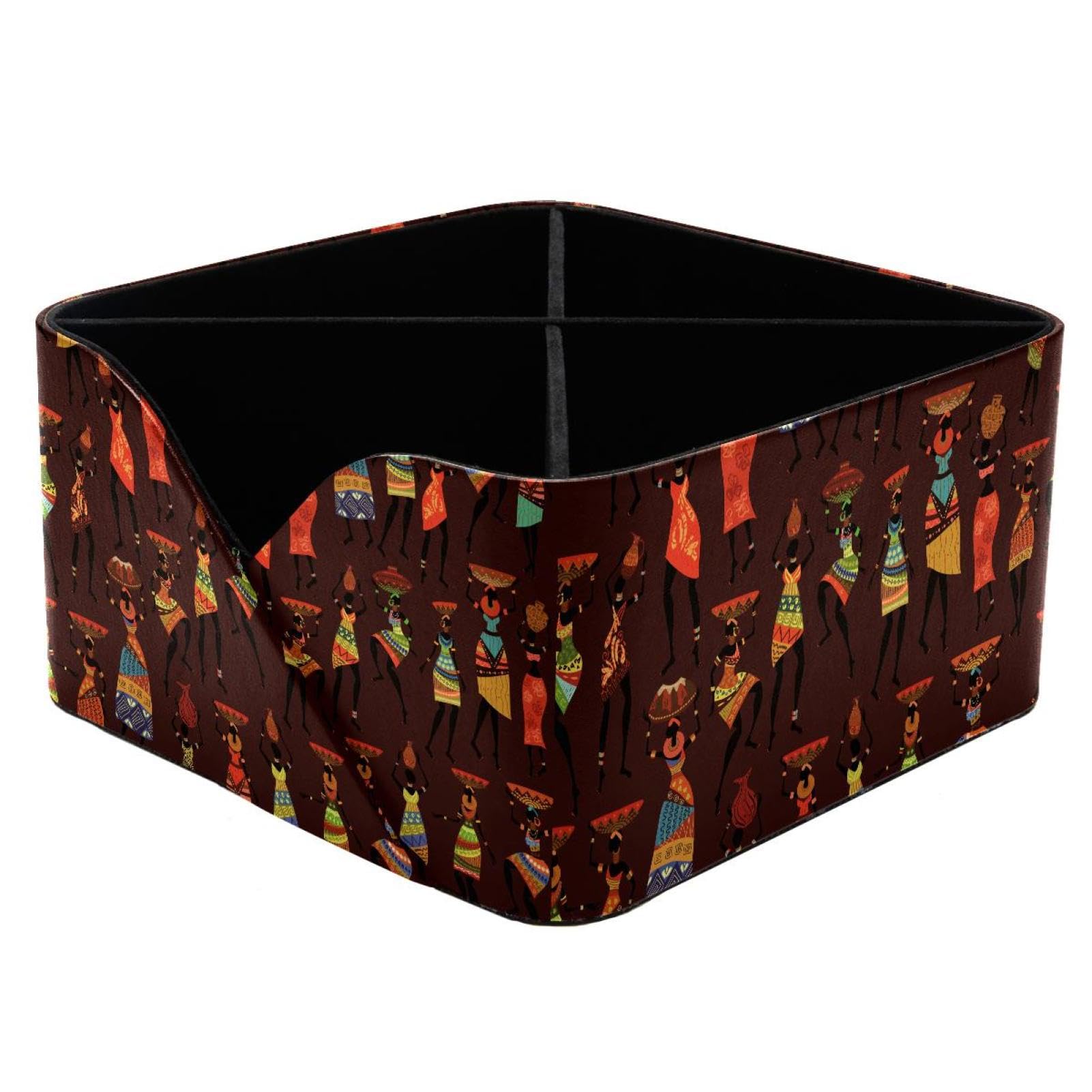 KengjuTesu Tribe African Woman Painting Desktop Organizer Pen Holder, Rectangular Pencil Cup for Office, Study and Makeup Stations