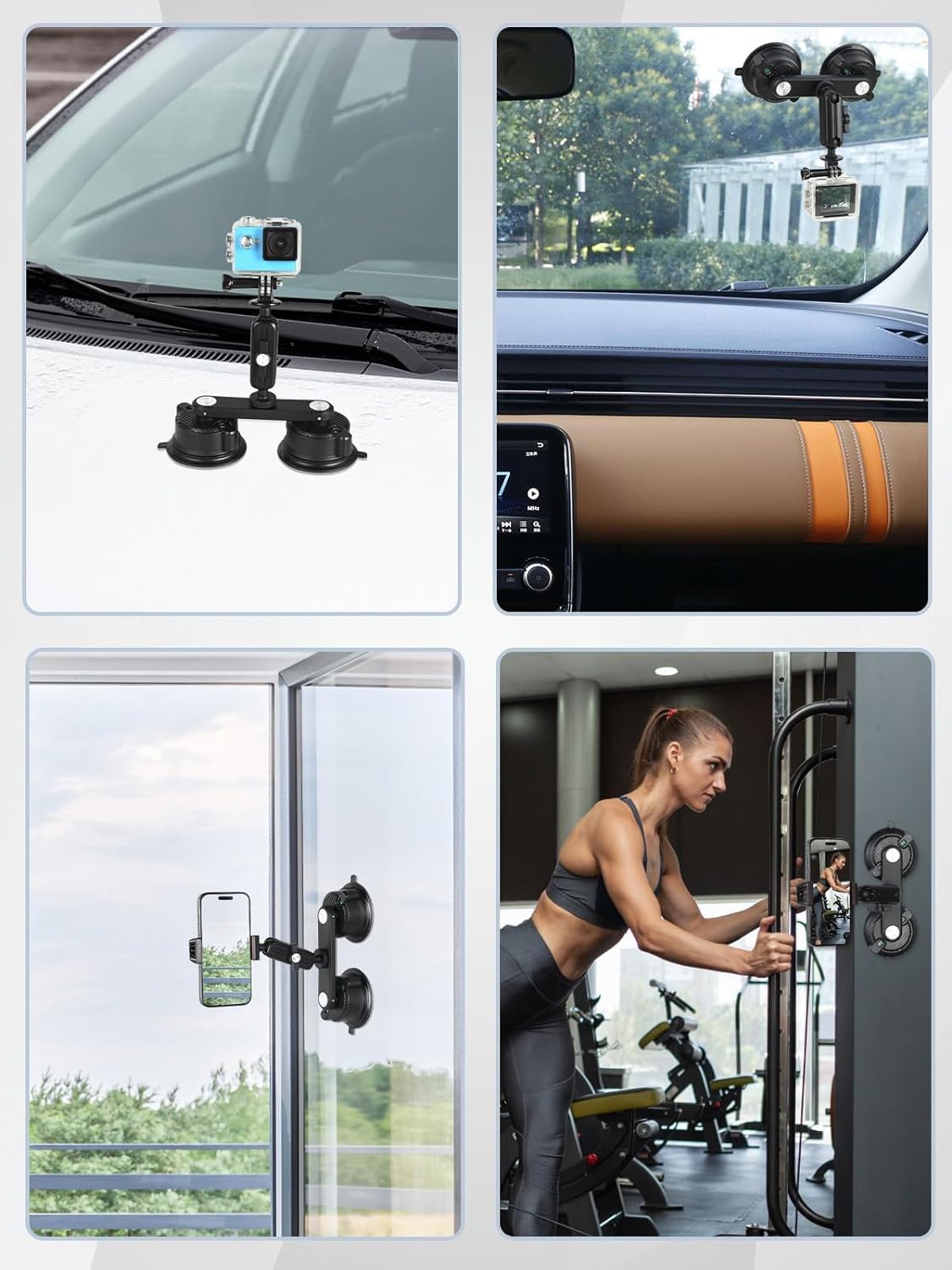UTEBIT Supporto a Ventosa per GoPro, Supporto Fotocamera con Doppia Ventosa Magnetica, Magic Arm, Testa a Sfera Rotazione a 360°（Carico Massimo di 3 KG）