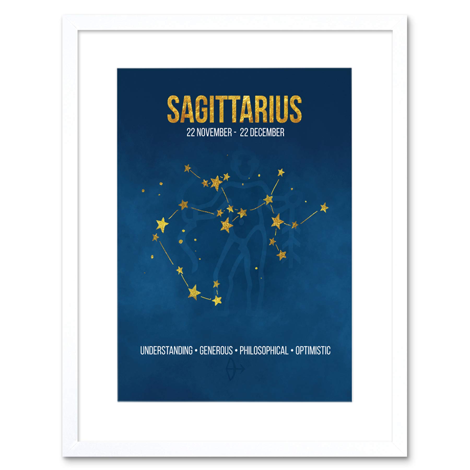 Wee Blue Coo Zodiac Star Sign Birthday Astrology Sagittarius Framed Wall Art Framed Wall Art Print