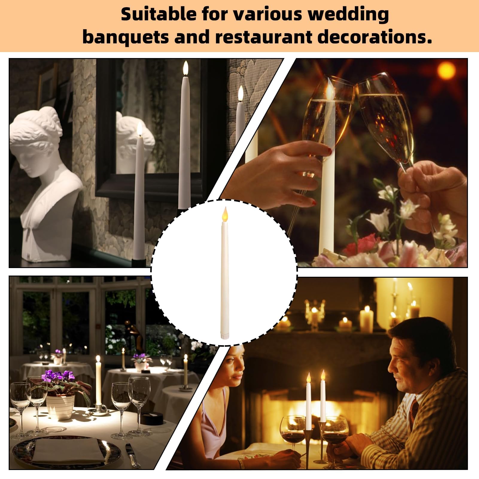 Lot De 6 Bougies LED Flamme Vacillante Avec Lumière Jaune