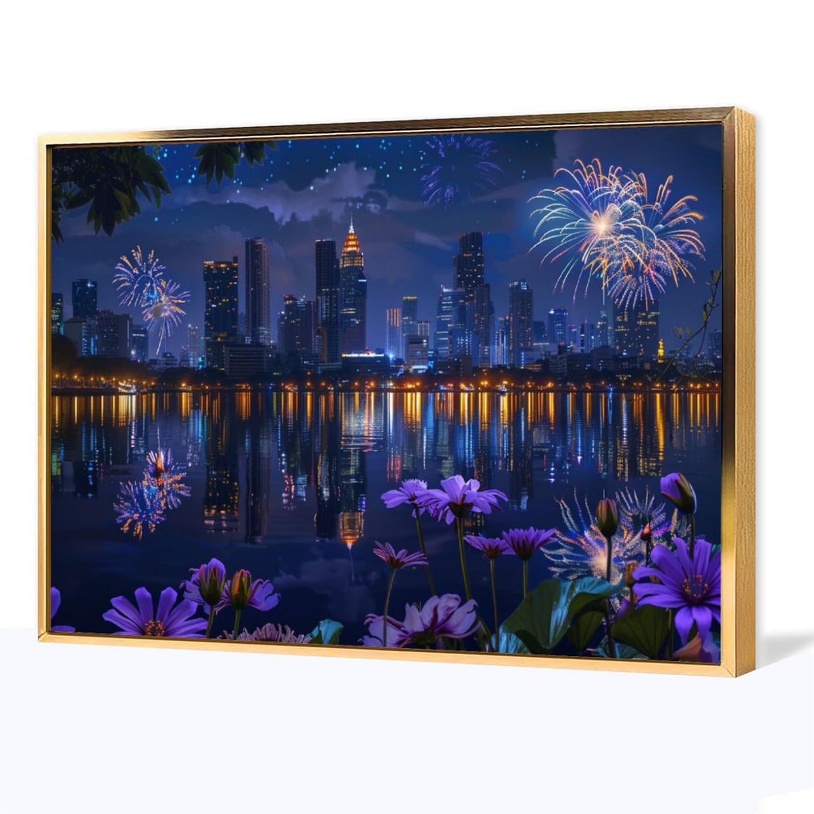 Amazon.co.jp: 絵画 華やかな都会の夜景 アートパネル ポスター