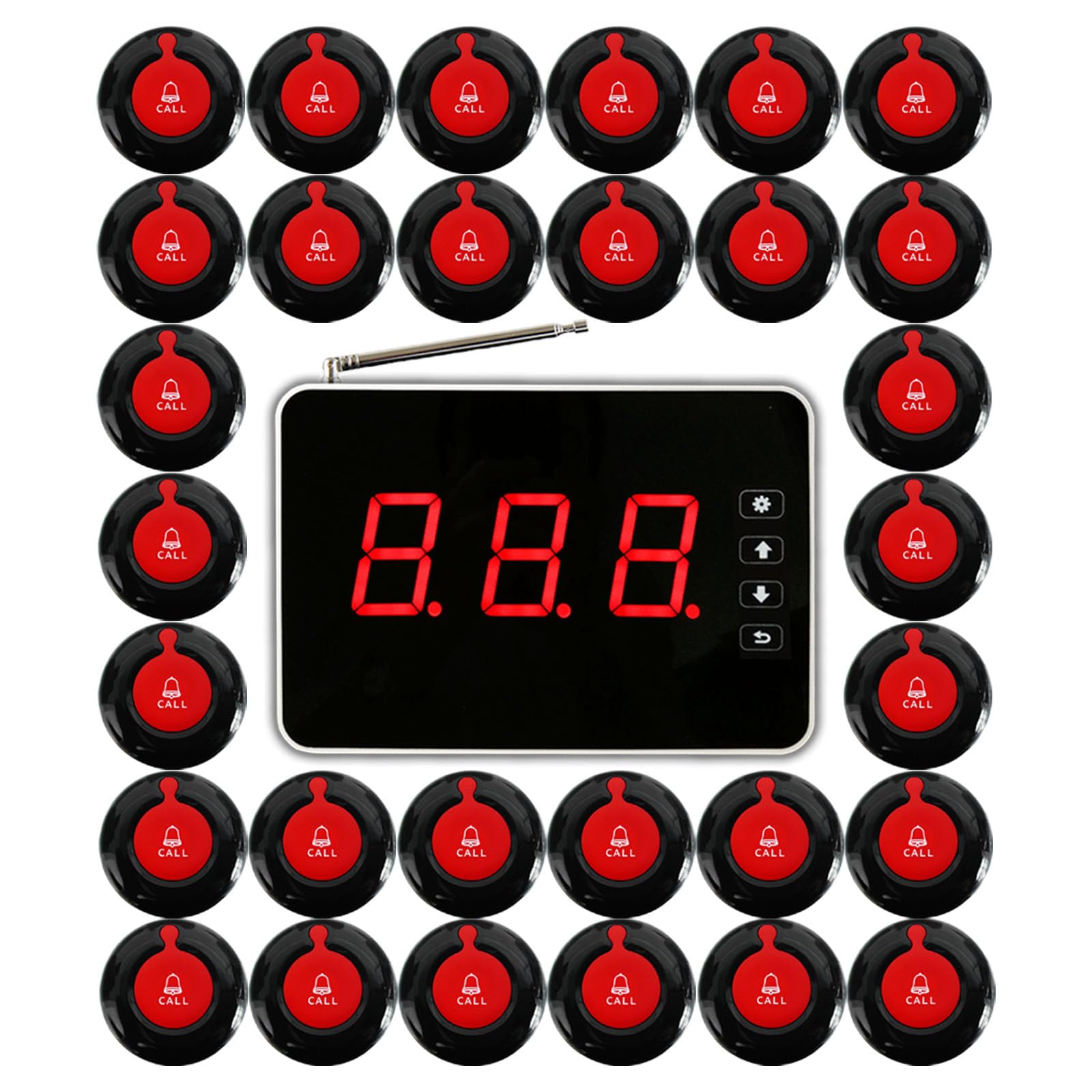 KOQICALLWireless Calling System Call Pager System for Restaurant Clinic Hospital Nursing Home Church Office Cafe 1 Display Receiver 30 Waterproof Call Button