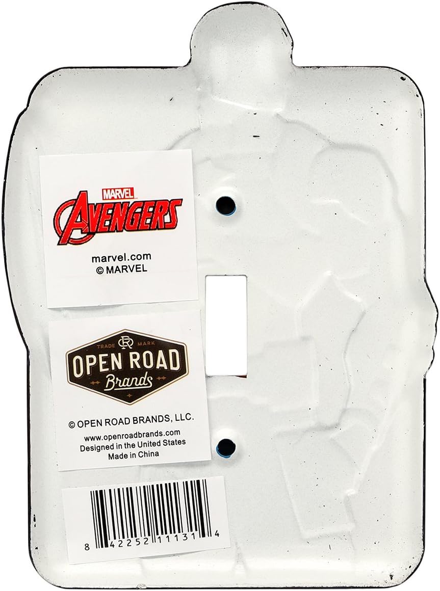 Marvel Captain America Embossed Metal Light Switch Plate - Captain America Switch Plate Decoration for Bedroom or Man Cave