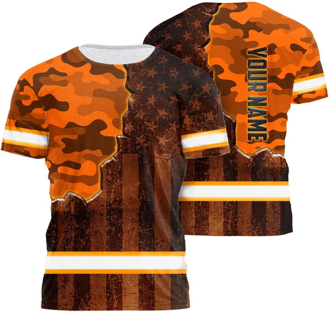 US Flag with Neon Color High Visibility Shirt for Men Women Custom Name Reflective Safety Shirts for Workers