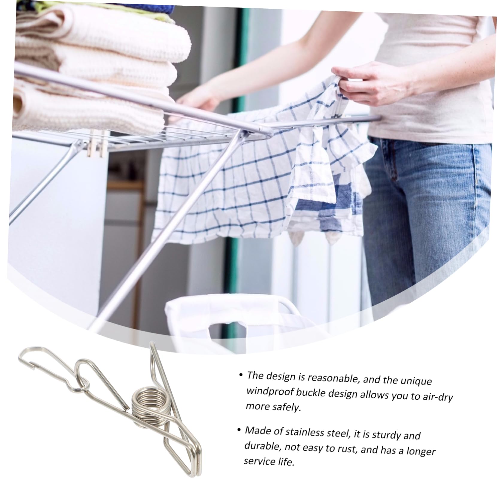 Pinzas de ropa de acero inoxidable para colgar en la ropa, 20 piezas de abrazadera de acero inoxidable resistente al viento, clip de acero inoxidable simple resistente al viento