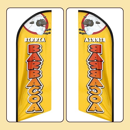 Barbacoa Birria Themed Feather Flag, 11FT Barbacoa Birria Advertising Swooper Flag Fit 15FT Flagpole, Polyester Vivid Color and Fade Proof Signs for