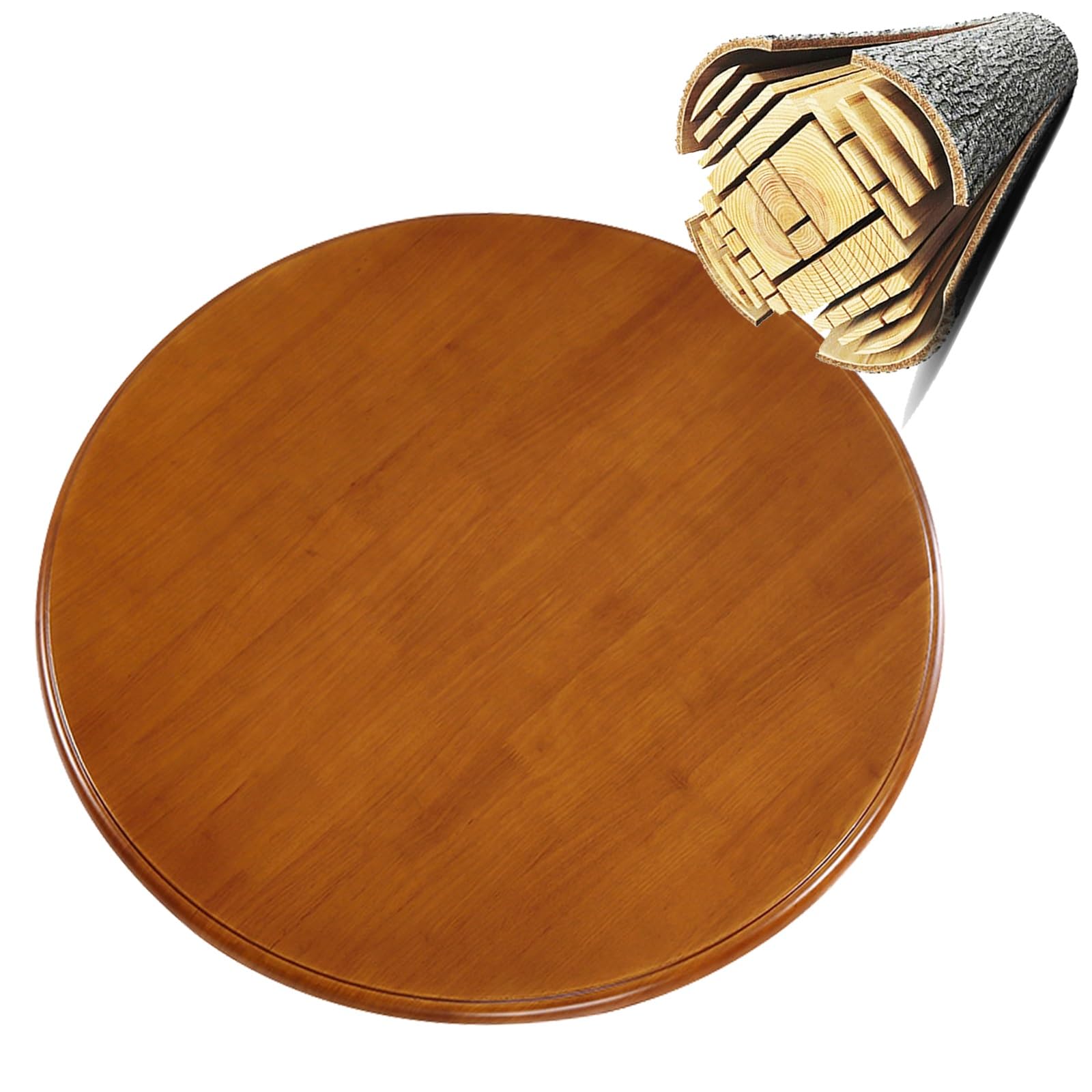Lazy Susan Piatto da pascolo rotante in legno, 71,1 cm, centrotavola per casa, ufficio e scrivanie, perfetto per intrattenimento e decorazioni fai da te (colore tè)