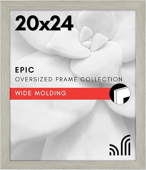 Americanflat 20x24 Picture Frame with Polished Plexiglass - Wide Picture Frames Made of Engineered Wood for Vertical or Horizontal Wall Display - Epic Collection - Grey