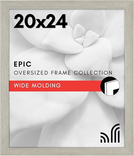 Americanflat 20x24 Picture Frame with Polished Plexiglass - Wide Picture Frames Made of Engineered Wood for Vertical or Horizontal Wall Display - Epic Collection - Grey