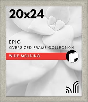 Americanflat 20x24 Picture Frame with Polished Plexiglass - Wide Picture Frames Made of Engineered Wood for Vertical or Horizontal Wall Display - Epic Collection - Grey