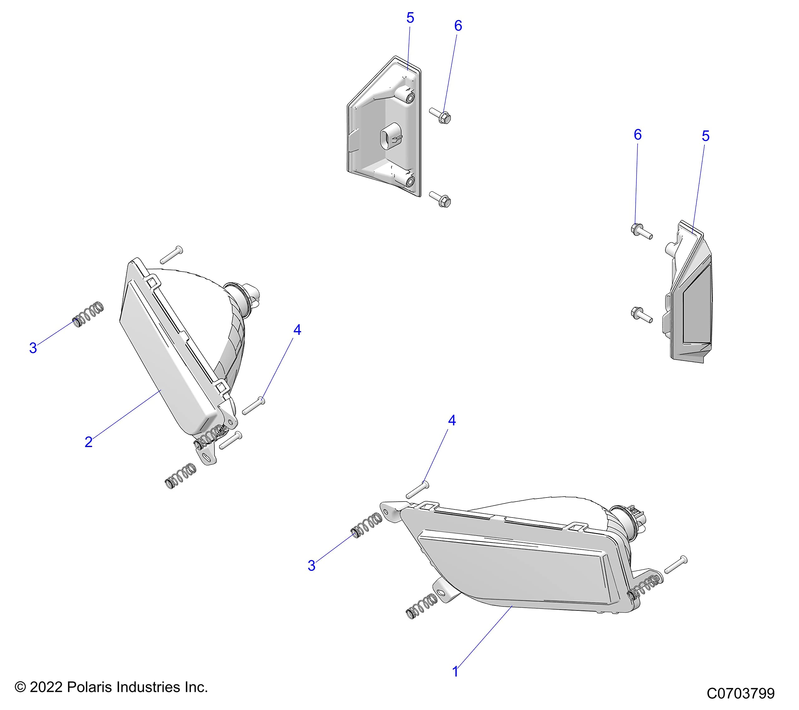 Polaris Ranger LED Headlight Assembly, Left, Genuine OEM Part 2414735, Qty 1