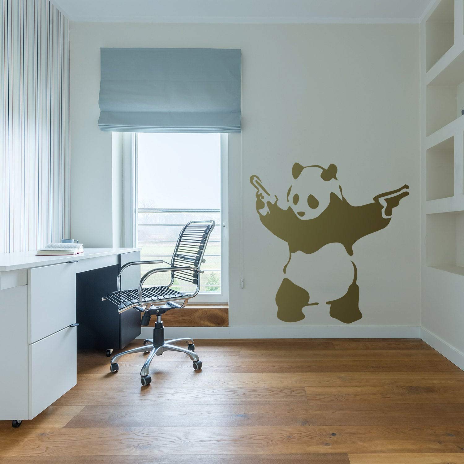 Adesivo Murale Banksy Panda Con Pistole 30x30 Cm - Decalcomania In Vinile Rimovibile Per Pareti, Stile Graffiti Street Art - Regalo Omaggio