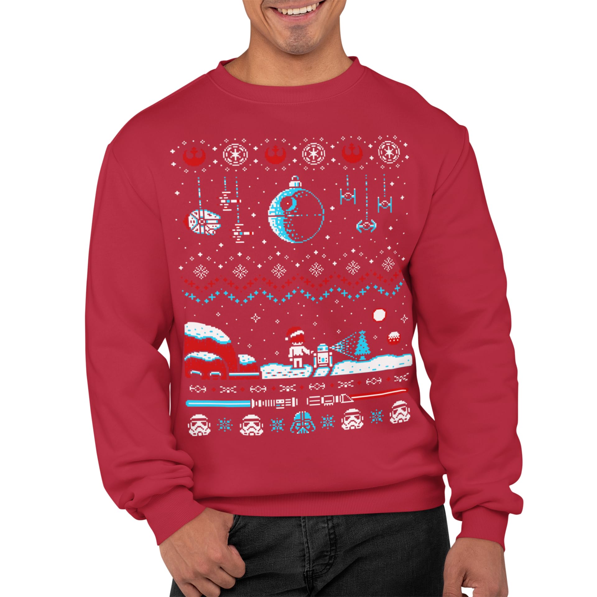 Graphic Impact Unisex Red Inspi Space War Theme Galaxy Spray Ugly Xmas Jumper Xmas Sweatshirt Adults Sweater Christmas Jumper (Xlarge, )