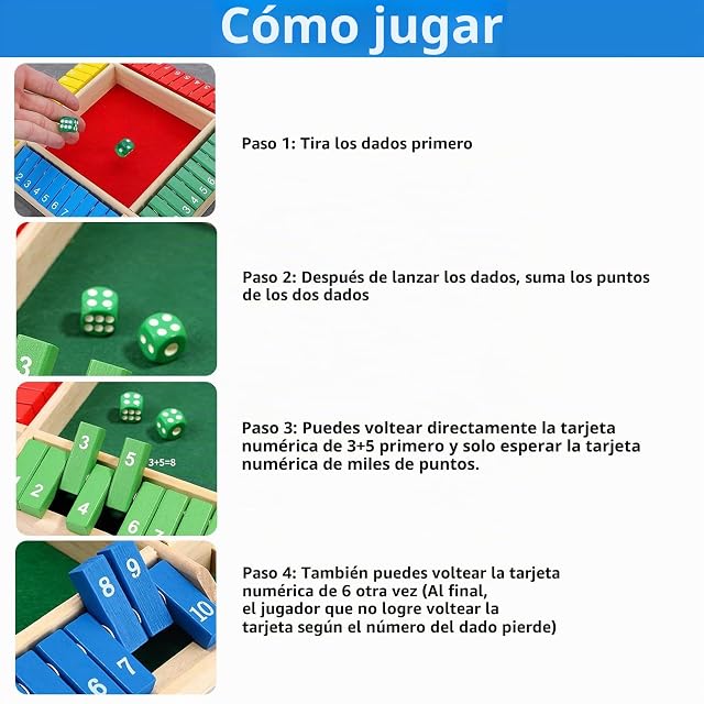 Foto 6 de 6 de ChaneeHann Shut The Box, Juego de Mesa de Madera,Juego de Dados para Viajes