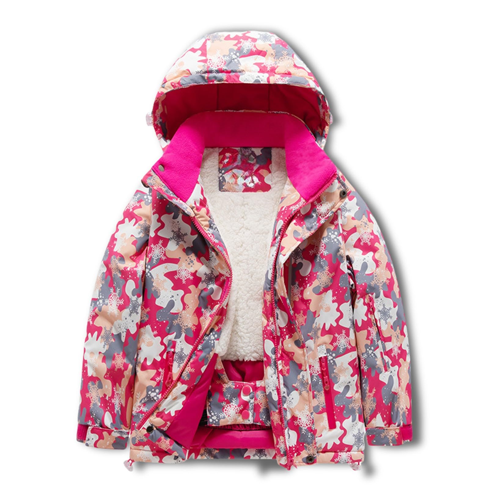 Giacca invernale calda per ragazzi e ragazze, foderata in pile, con cappuccio, antivento e spesso, per bambini, abbigliamento da neve casual per bambini