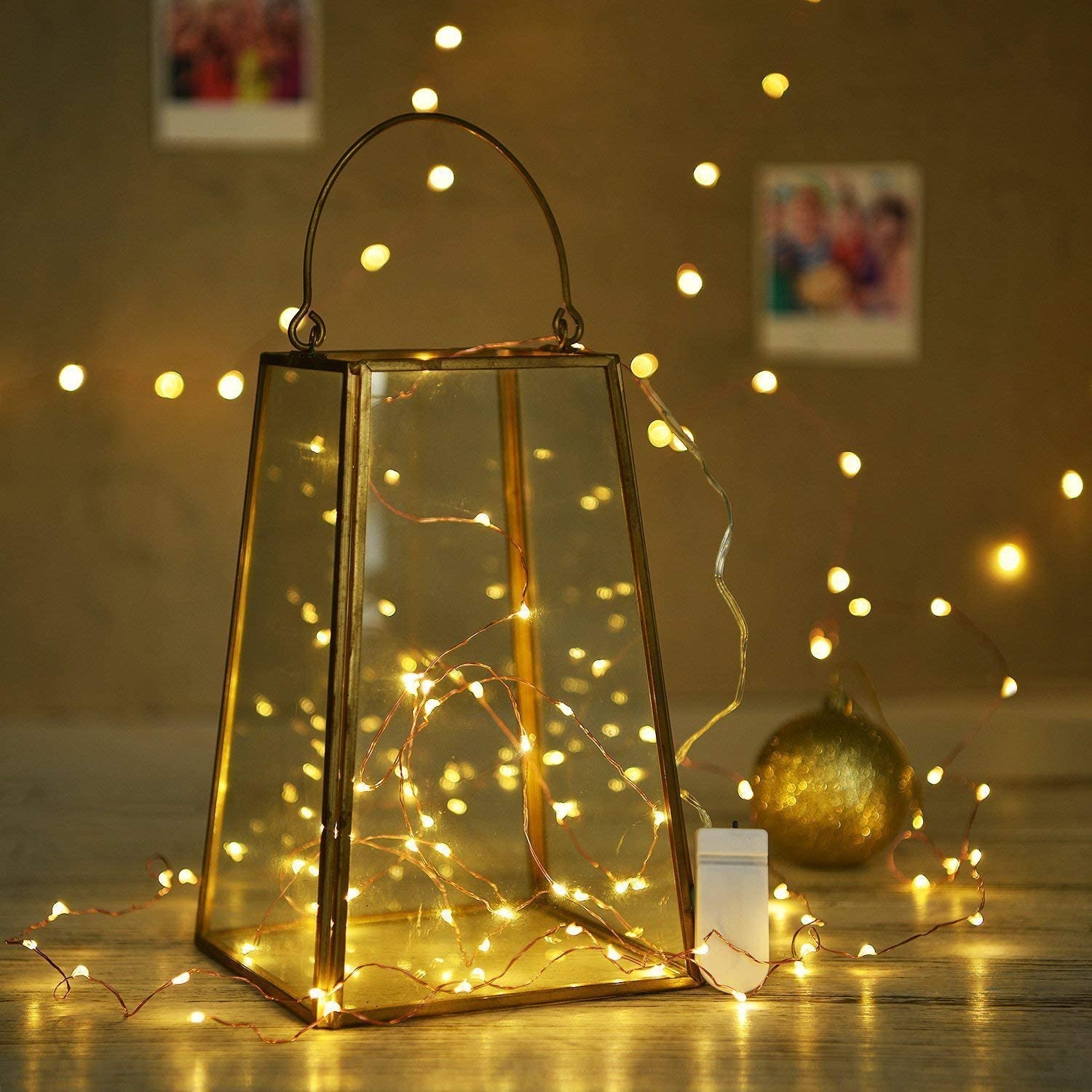 Rozi Decoration String Lights Copper Wire 2 Meters Batteries Included Waterproof Warm White for Edge Decor Banner, Glass, Mirror, Gift Items Pack of 2 Pcs