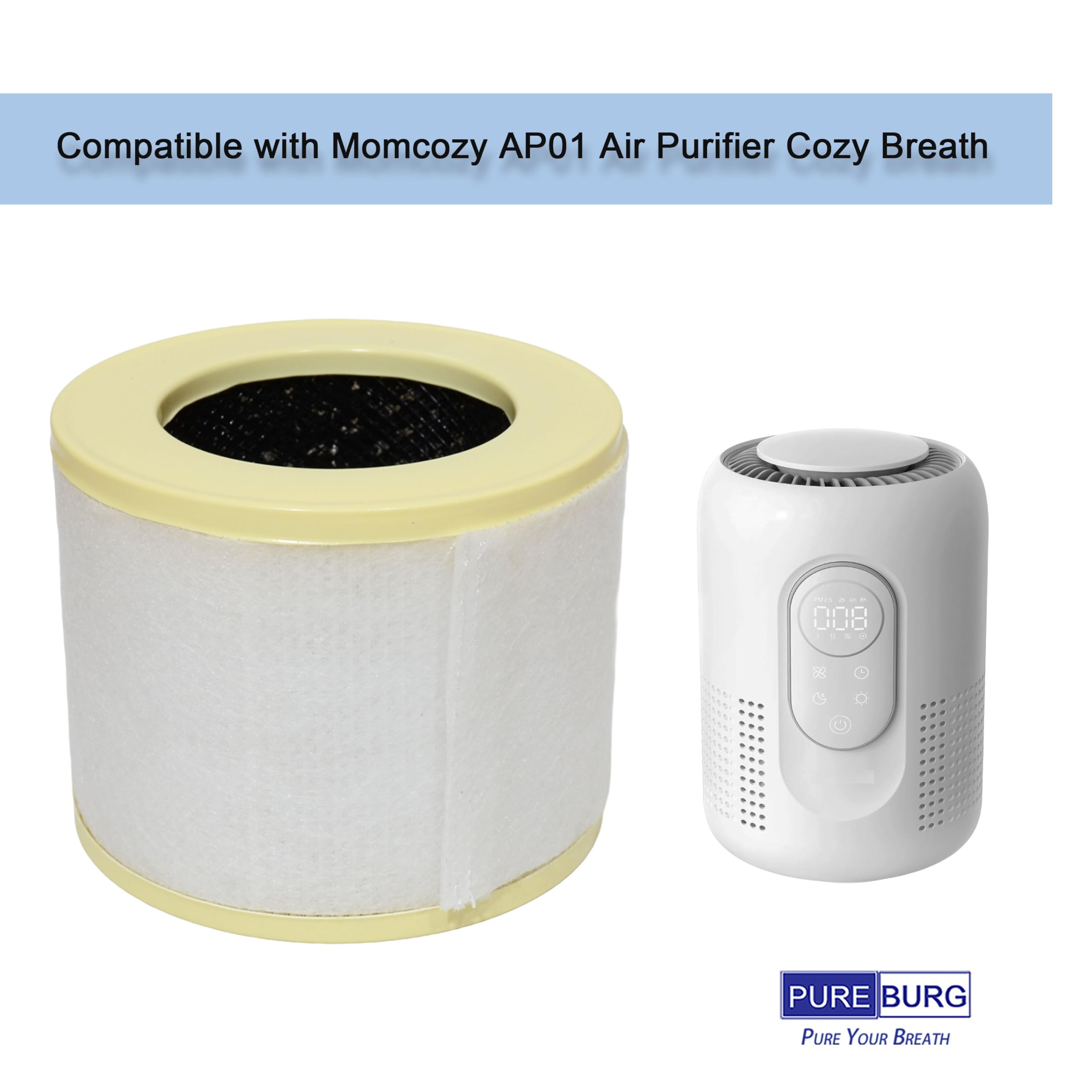 PUREBURG Filtre HEPA compatible avec le purificateur d'air Momcozy AP01