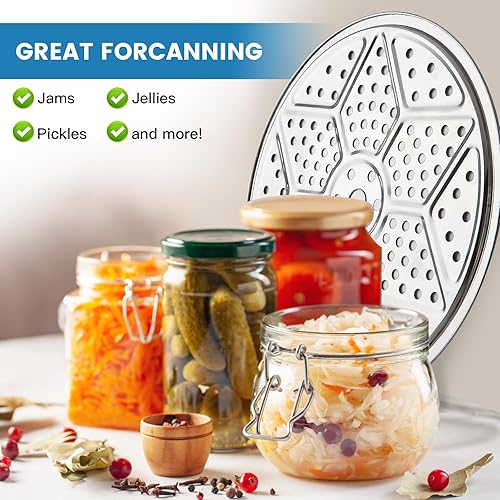 Miniatura 6 de aoulela Paquete de 4 estantes para latas a presión, estante de acero inoxidable para olla a presión, estante de conservas de 11 pulgadas para latas