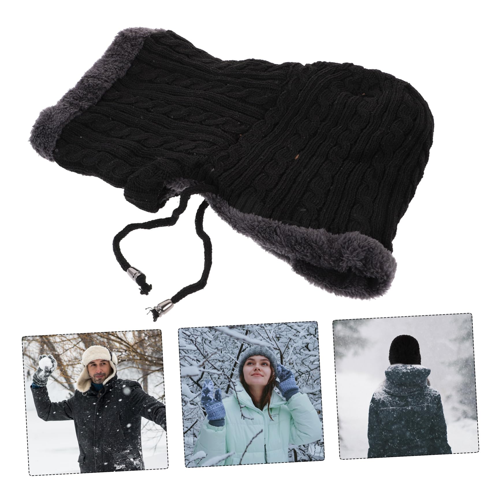 Gorro Calentador Negro Cuello para Invierno de Felpa | Uso Exterior y Esquí, Diseño Simple y Portátil, Elasticidad Ligera, Fácil de Lavar y Secar
