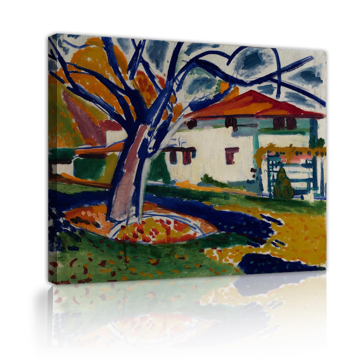 CHERHERART Niebieskie drzewa Malarstwo Malarstwo Grawerowanie Nowoczesna Abstrakcyjna Grafika Plakat Oprawione Malowidła Do Domu Jadalni Studium Dekoracja Biura 40x50cm