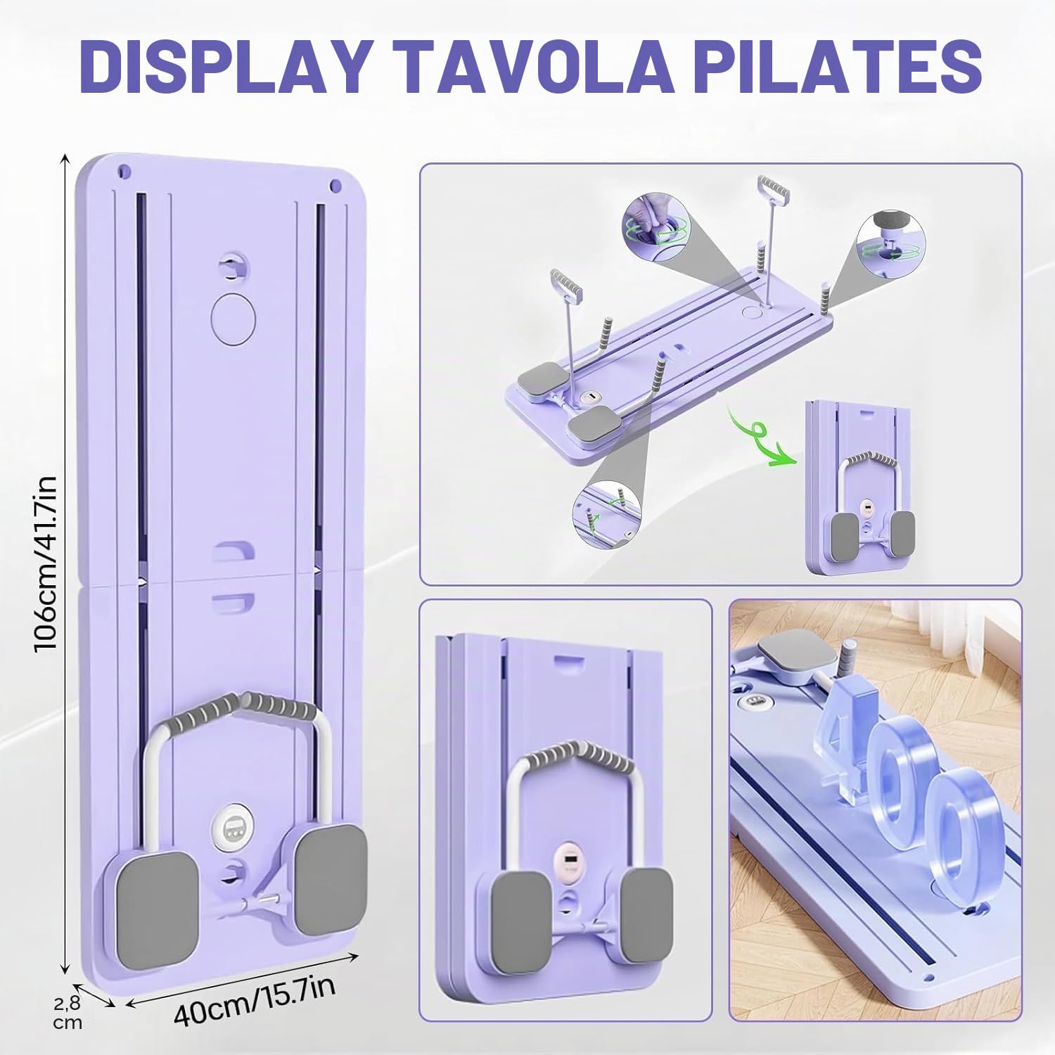 VHV Pilates Reformer Compact, 5 in 1 Pilates Pieghevole,La ruota addominale push-up rimbalza automaticamente Timer, Ab Roller Fitness Materiel per la casa e la palestra