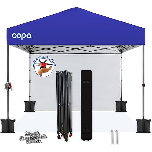 Copa Easy Up Canopy Tent 10x10 pop up Canopy - One Push Setup 10 x 10 pop up Canopy Tent, pop up Tent Canopy with sidewalls, Outdoor Canopy Tent