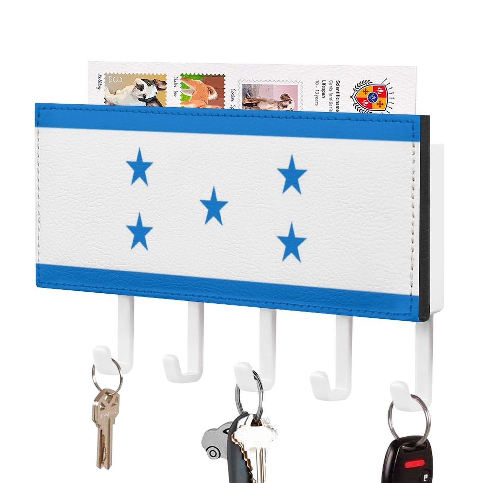 NCLQVJXZKHW Flag of Honduras Key Holder with 5 Hooks Key Hooks Wall Mounted Key Racks Key Hanger Organiser Shelf