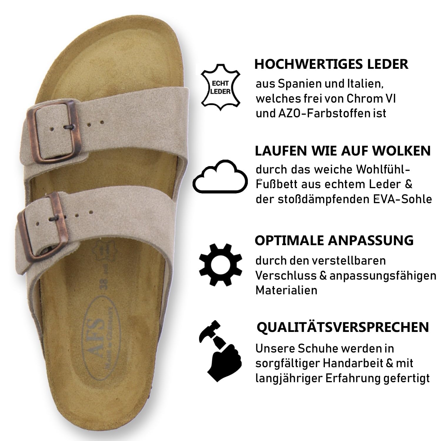 AFS-Schuhe 2100 Damen-Pantoletten echtes Leder Made in Germany