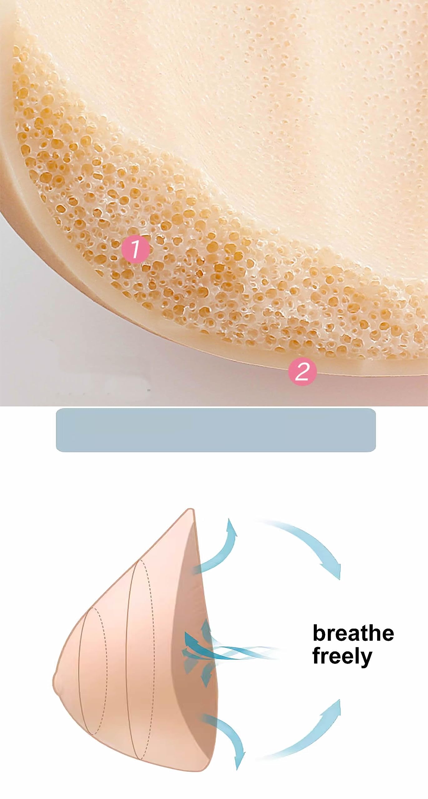 BIMEI Triangolo di un pezzo Microporoso Mastectomia Protesi Donne Reggiseno Enhancer Inserti Chirurgia del seno Leggero Silicone Forma Del Seno Shaper per l'asimmetria del seno