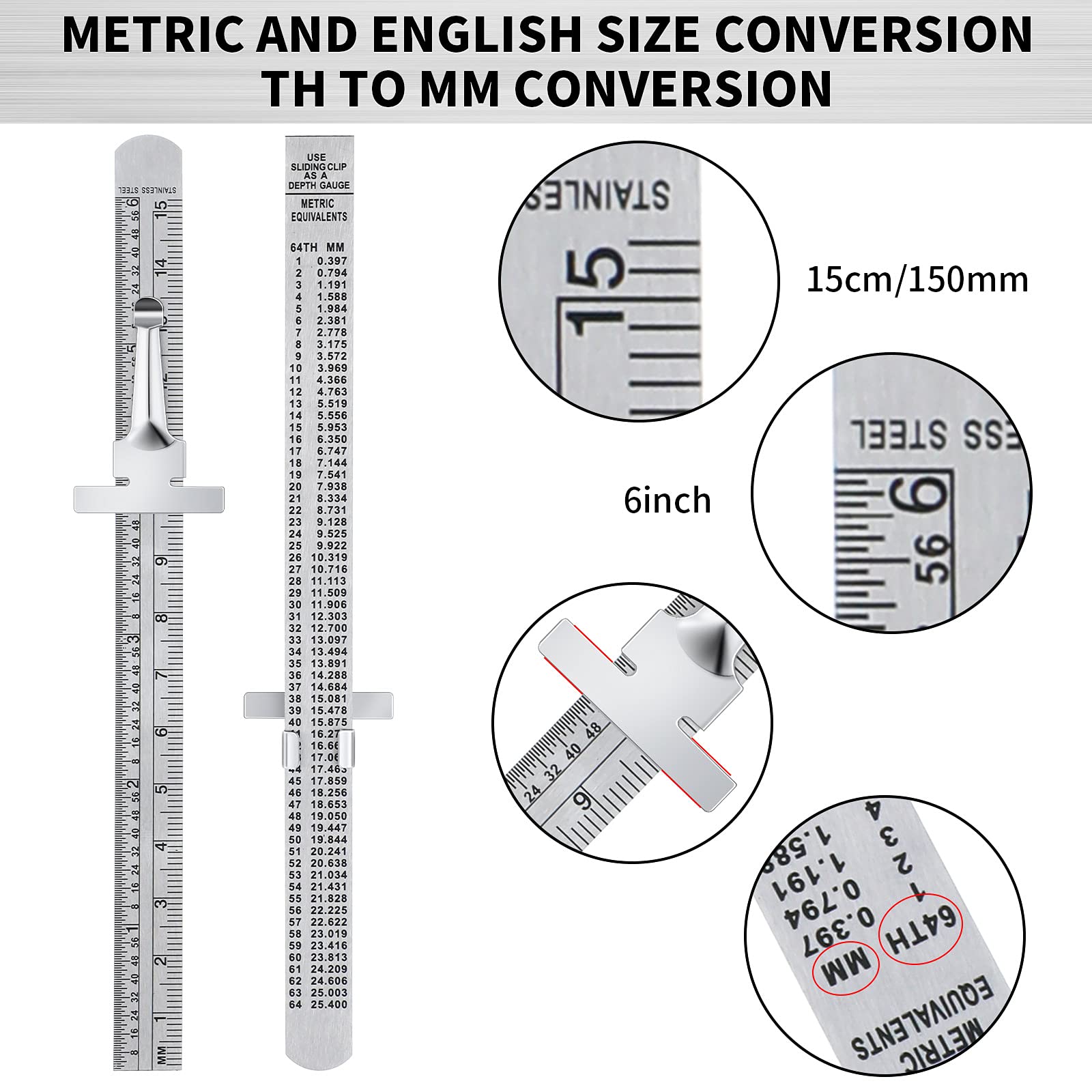 Workhsop Ruler Mitutoyo Ruler 2-Pack Stainless Steel Pocket Rulers - 6 Inch ...