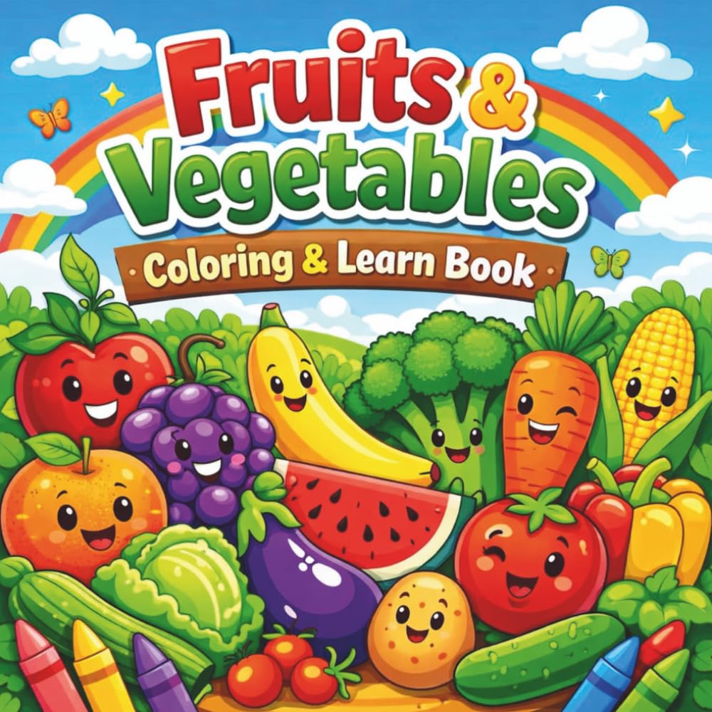 Fruits & Vegetables Coloring & Learn Book: A Fun Coloring Book to Learn Fruits and Vegetables for Kids