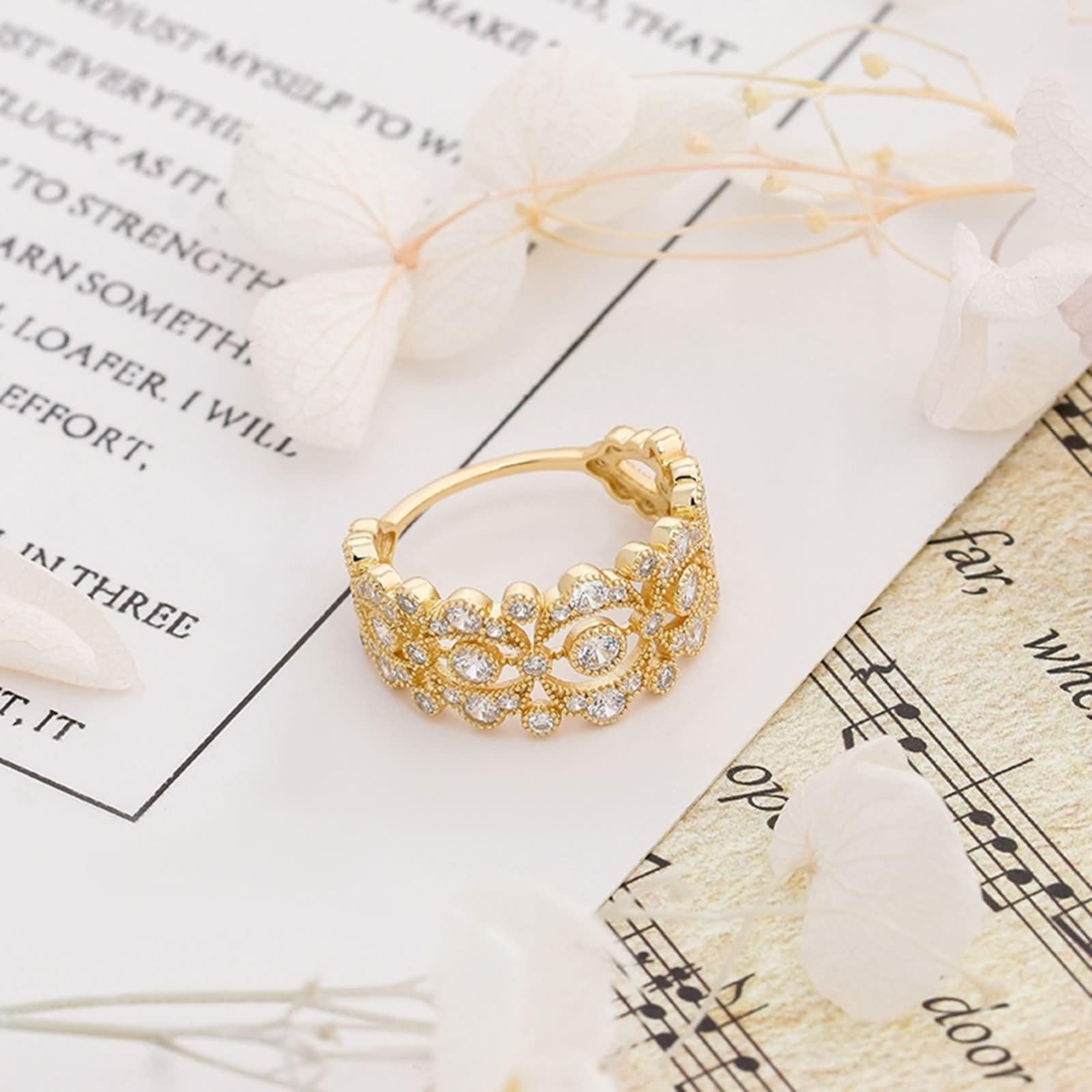 Anillo de solicitud de oro auténtico de 9 K/14 K/18 K con moissanita, forma hueca