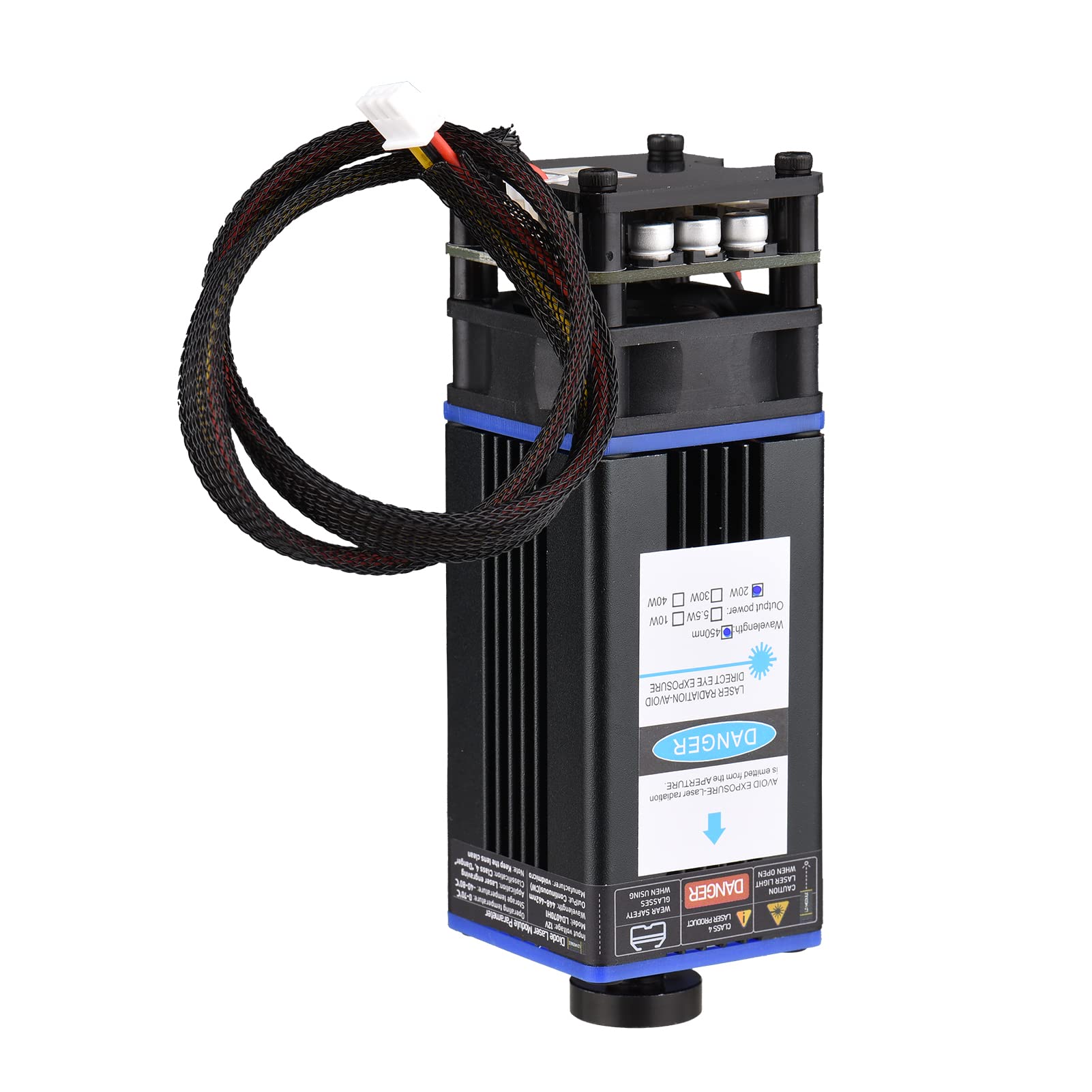 Engraving Module,450nm 20W Module Adjustable Focal Length Engraving Head High Speed Engraver Cutter 3D Printer CNC Module for DIY Craft Wood Leather Fabric Paper Cutting Engraving