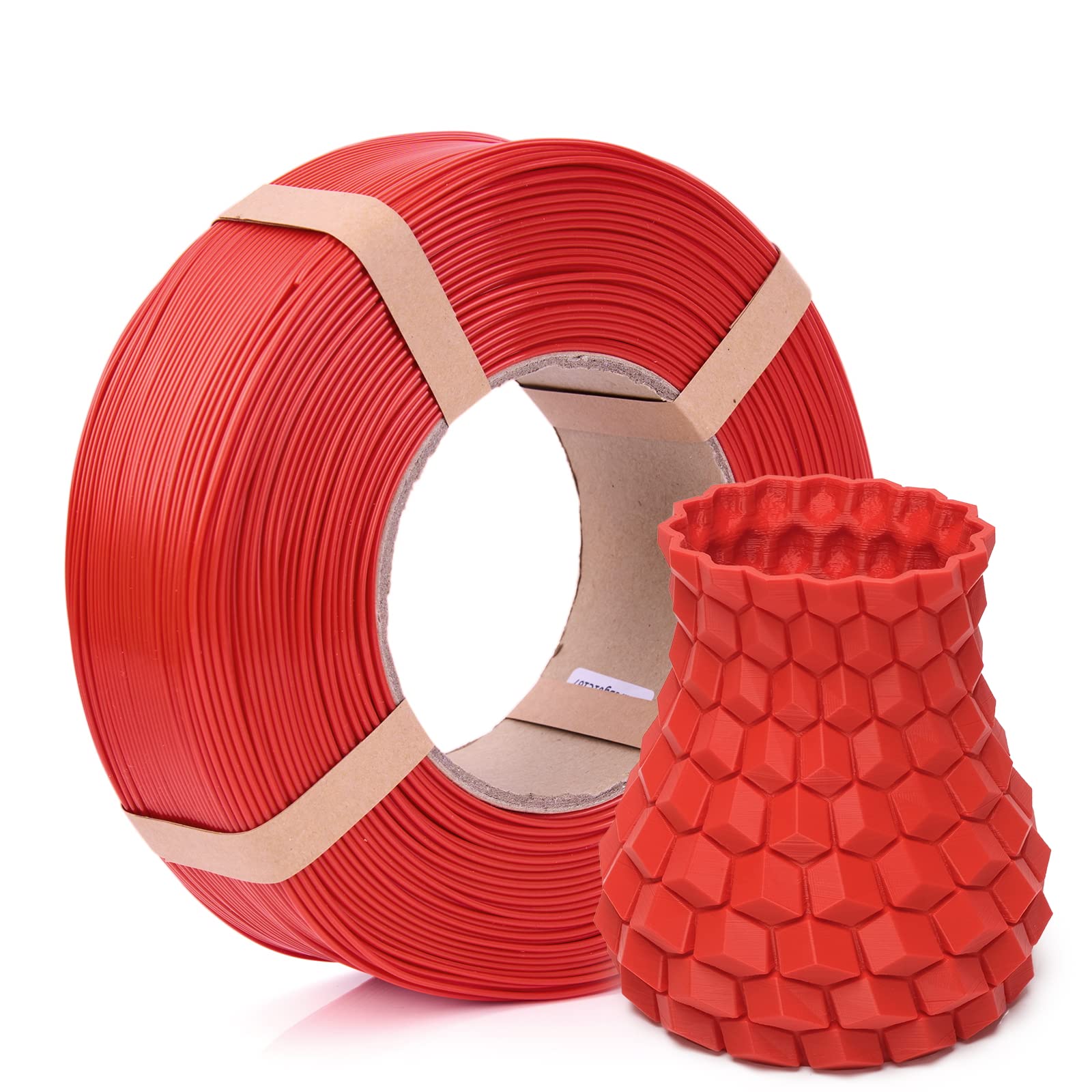 INLAND Micro Center PLA+ 3D Printer Filament Refill 1.75mm, 1KG (2.2lbs) Spooless Filament, Dimensional Accuracy +/- 0.03mm, Red Refill for Inland Reusable Spools