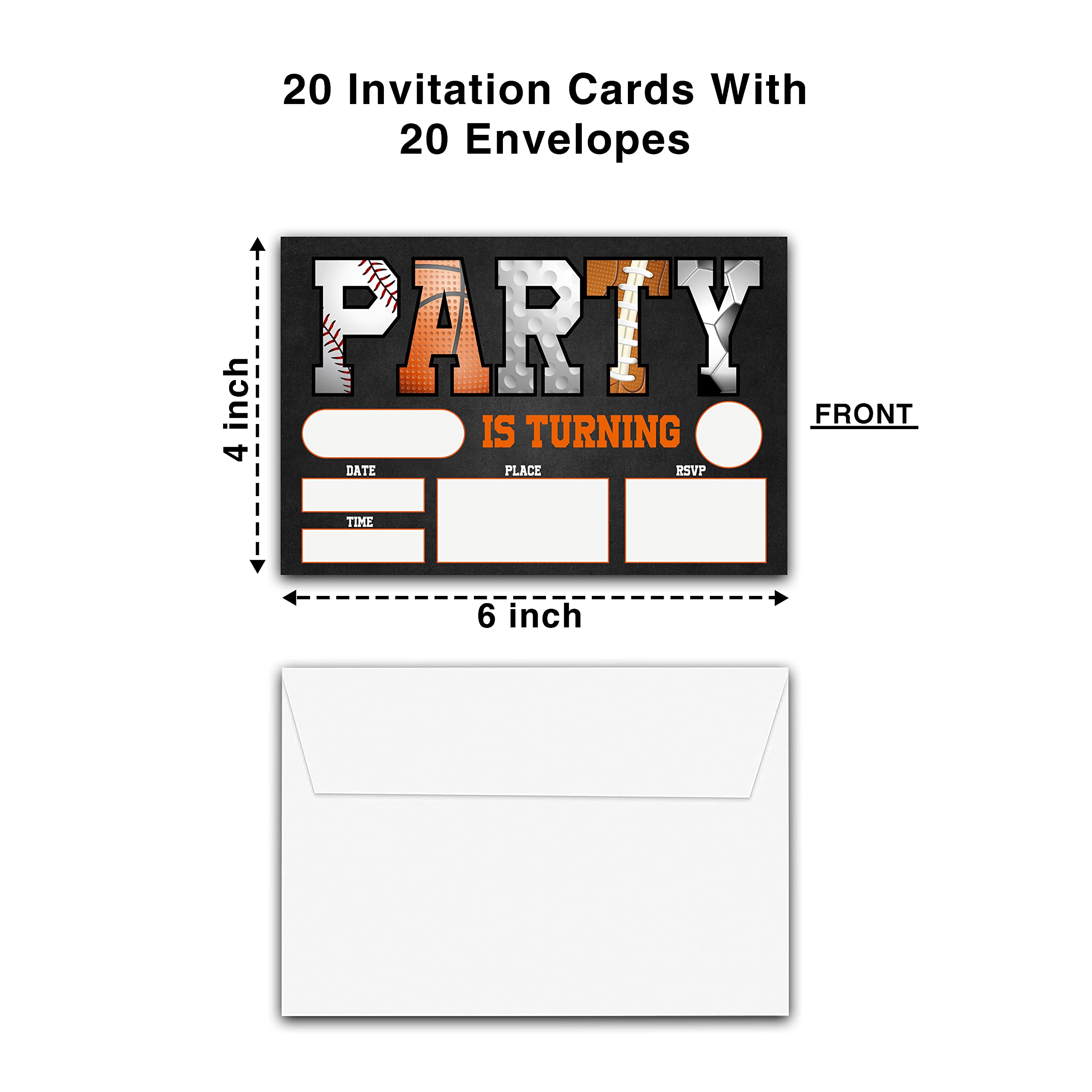 All-Star Party Invitation, Sports Theme Birthday Invite Cards With