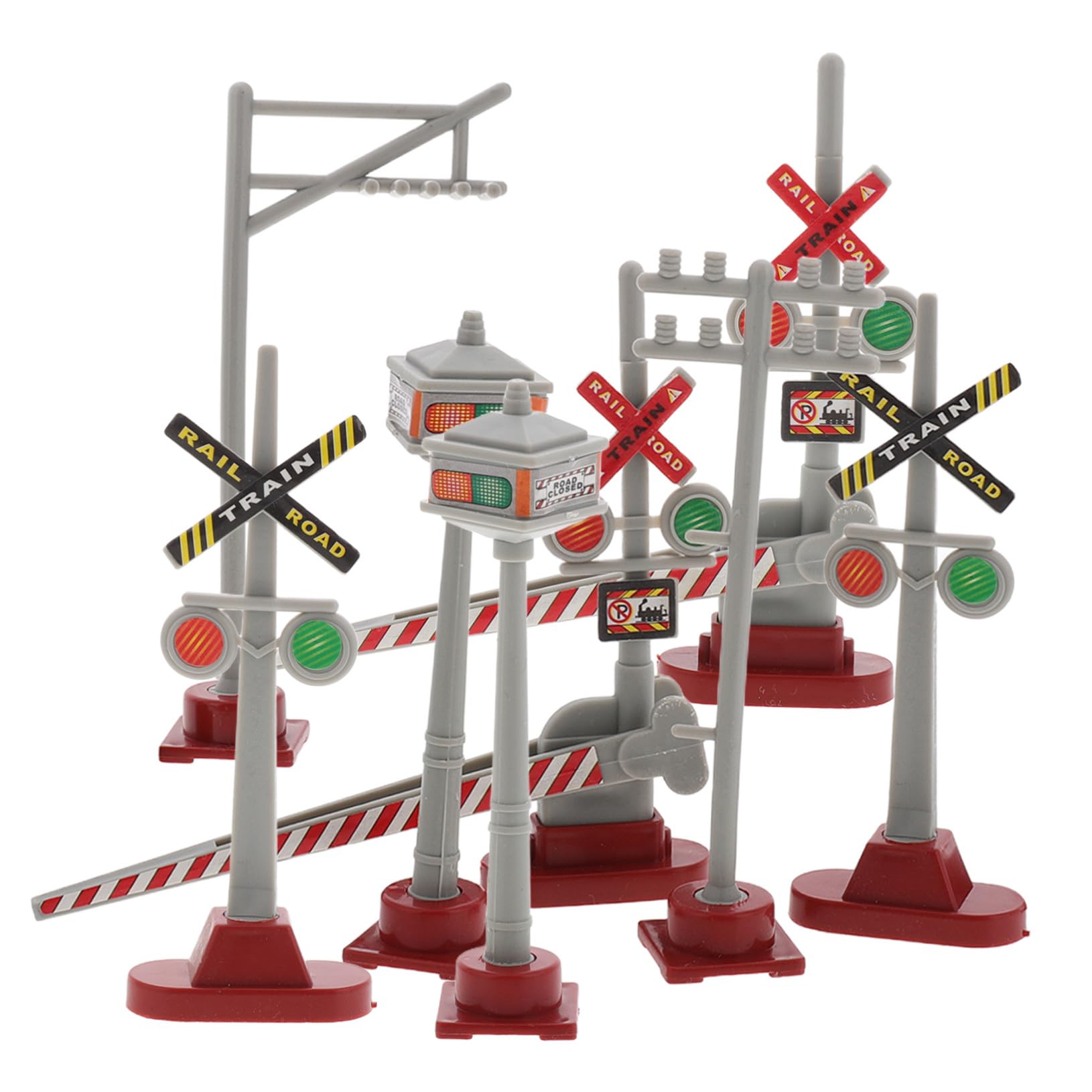 WRITWAA 8pcs Railroad Signal Lights Model Train Traffic Signs for DIY Sand Table Decorations Mini Scale Traffic Signals for Model Railway Scenery Educational for Skill and Safety