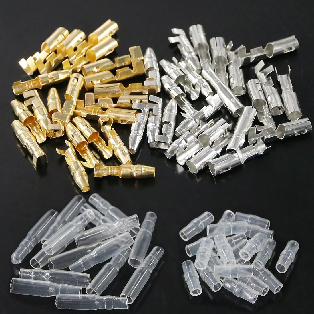 Glarks 240Pcs 3.9mm Brass Male and Female Bullet Terminals Wire Connector Block with Insulating Sleeves for Car Truck Motorcycle Bike