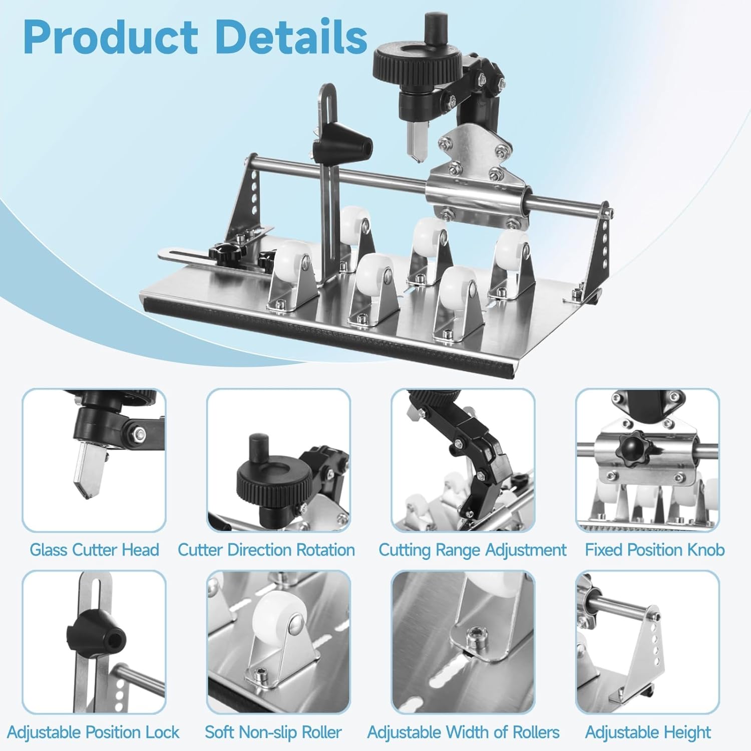 Homaisson Glass Bottle Cutter, Wine Bottle Cutter Kit for All Shapes, Bottle Cutter Glass Cutter kit Round Square, Bottles Cutter DIY Craft Kit with Adjustable Arm