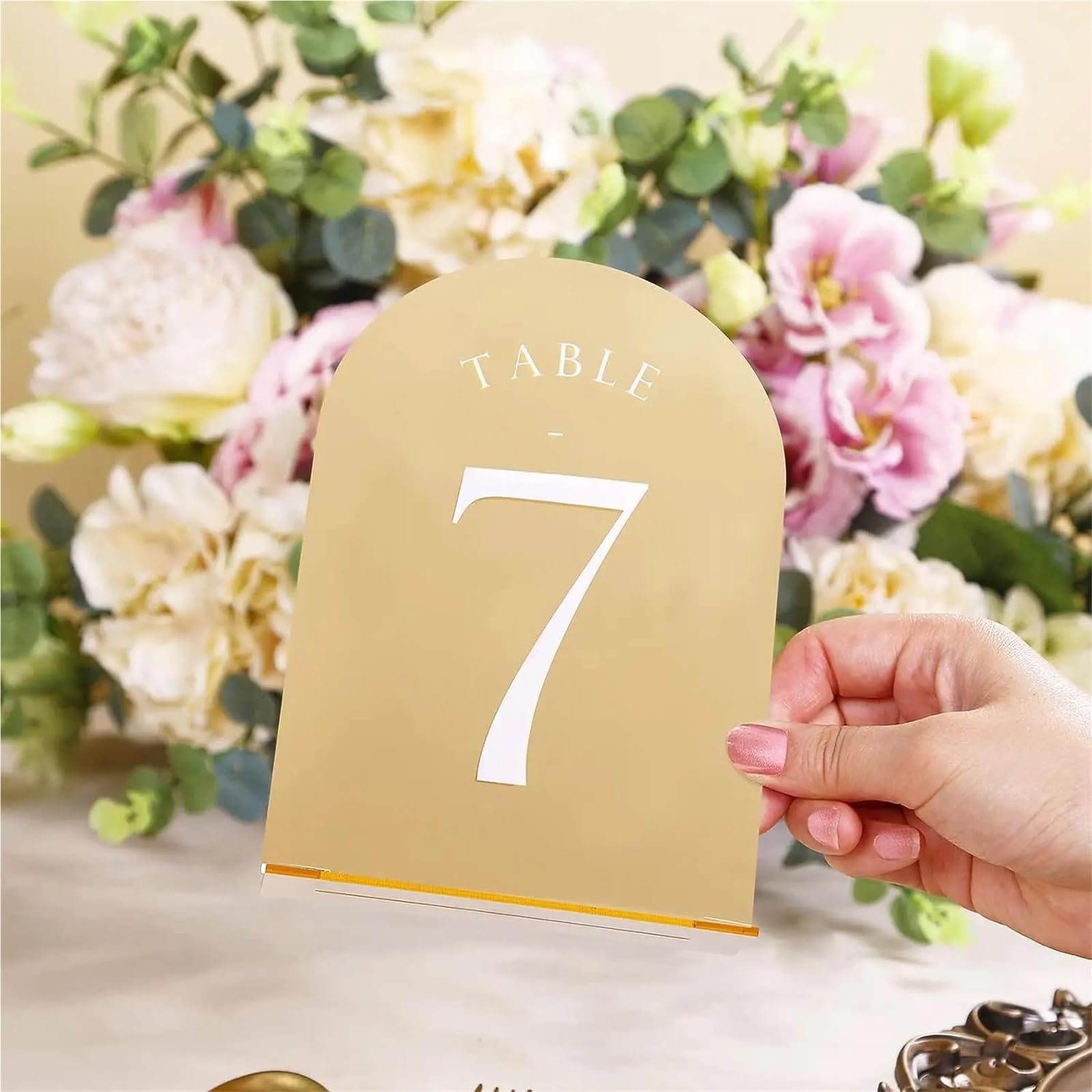 PortanúMeros De Mesa Gold Mirror Acrylic Table Numbers Wedding Signs Signage Decor with Stand PosanúMeros Para Boda(TABLE 1-20)