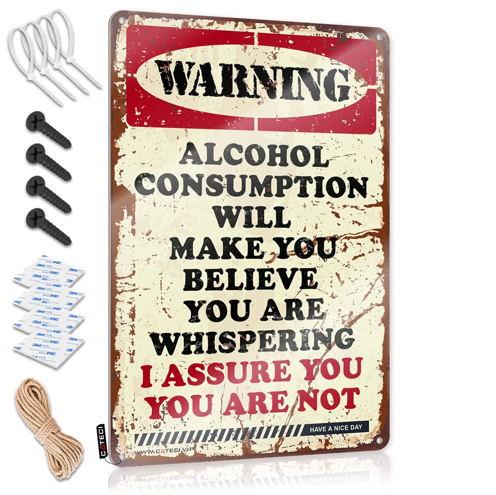 Mwfkkaddb Men's One Color Outdoor Signs And Decor Warning Alcohol Consumption Sign Decaor Sign Bar Wall Decor(30X40cm)