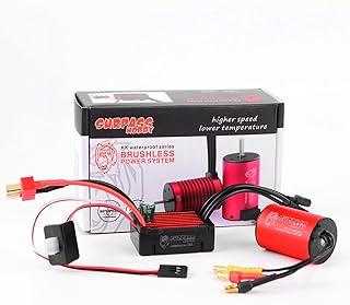 Surpass Hobby 2435 4800KV Brushless Motor and 25A ESC Electric Speed Controller Combo Upgrades for 1/16 1/18 RC Truck LaTrax Teton Desert Prerunner Rally SST Wltoys A959 (Red)
