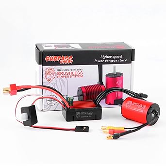 Surpass Hobby 2435 4800KV Brushless Motor and 25A ESC Electric Speed Controller Combo Upgrades for 1/16 1/18 RC Truck LaTrax Teton Desert Prerunner Rally SST Wltoys A959 (Red)