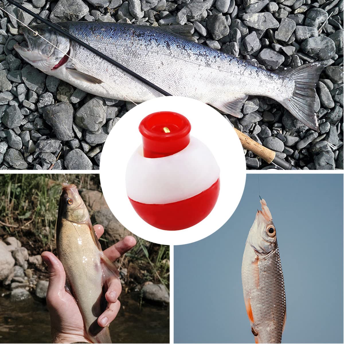 Galleggianti Pesca In Schiuma OriGlam 10 Galleggianti Da Pesca A Scatto, In ABS Rigido, Rosso, Bianco, Pulsante Per Pesca Alla Carpa, Boa Rotonda