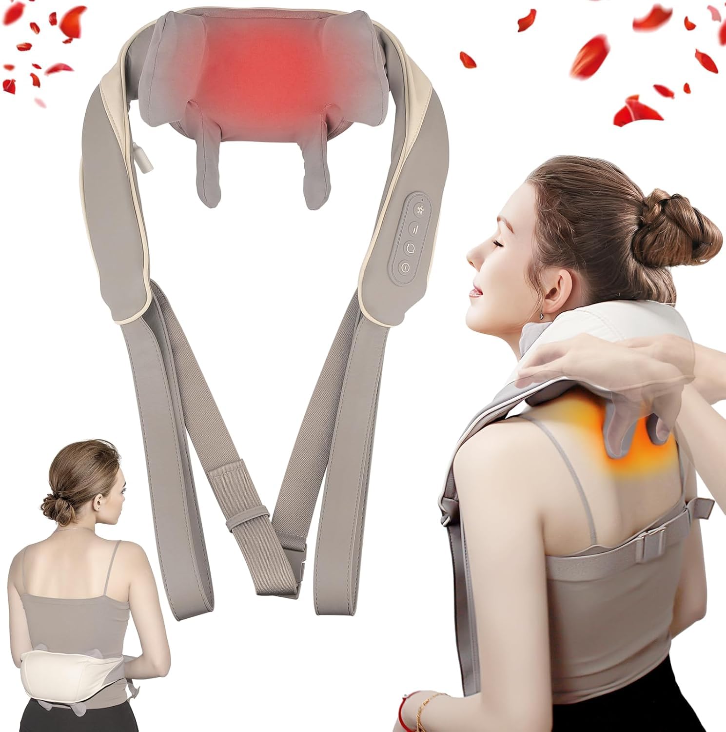 DADLM® Neckk and Back Massagerr, Neckk Massager with Heating, Body Massager for Body Aches and Pains Relief, Electric Wearable 5D Cervical Neck Massage Machine for Deep Tissue Neck, Back, Shoulders, Waist and Legs*** (White)