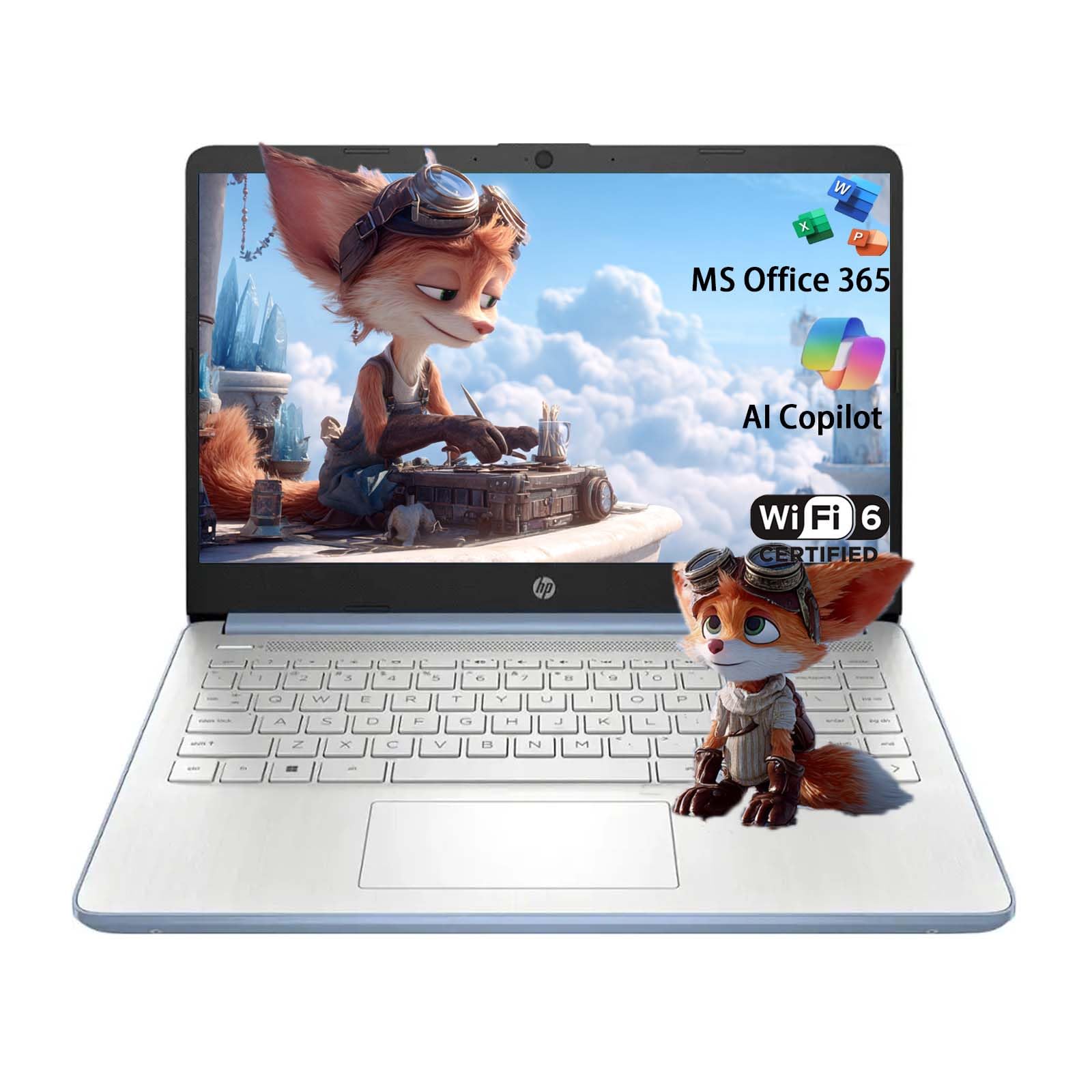 HP Stream 14 Student Business Laptop, Microsoft Office 365, Copilot AI, 1TB Cloud Storage, Intel N150 Processor(Quad-core), 16GB RAM, 128GB UFS, Blue,