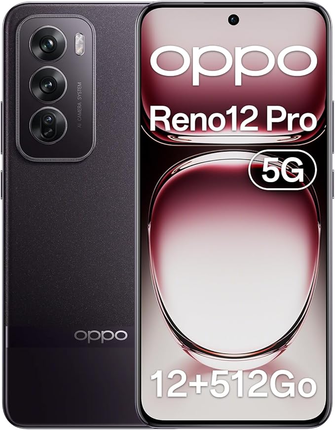 OPPO Reno12 Pro 5G 12+512Go, IA Smartphone Android Débloqué, Téléphone Portable, SUPERVOOC 80W, Batterie 5000mAh, Double Caméra AI 50MP, 120Hz 6.7” AMOLED, Dimensity 7300, Double SIM, NFC, Marron